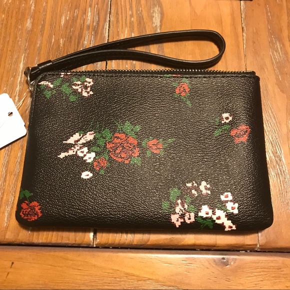 NEW Coach wristlet- black floral - Picture 3 of 3